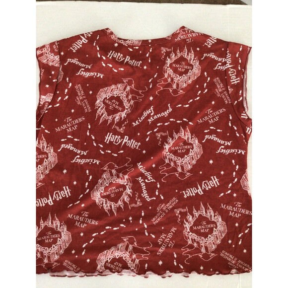Harry Potter Marauders Map Womens Top Size L Wizarding World Orange Nwot - Picture 7 of 7